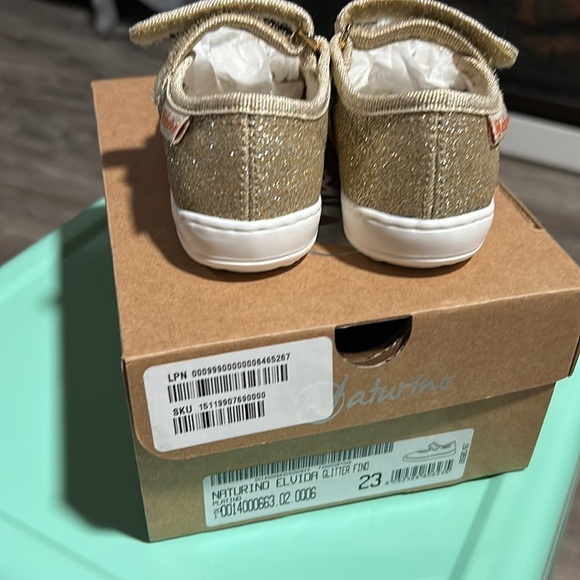 Kids Naturino champagne glitter ballet flat w/strap - Picture 8 of 11